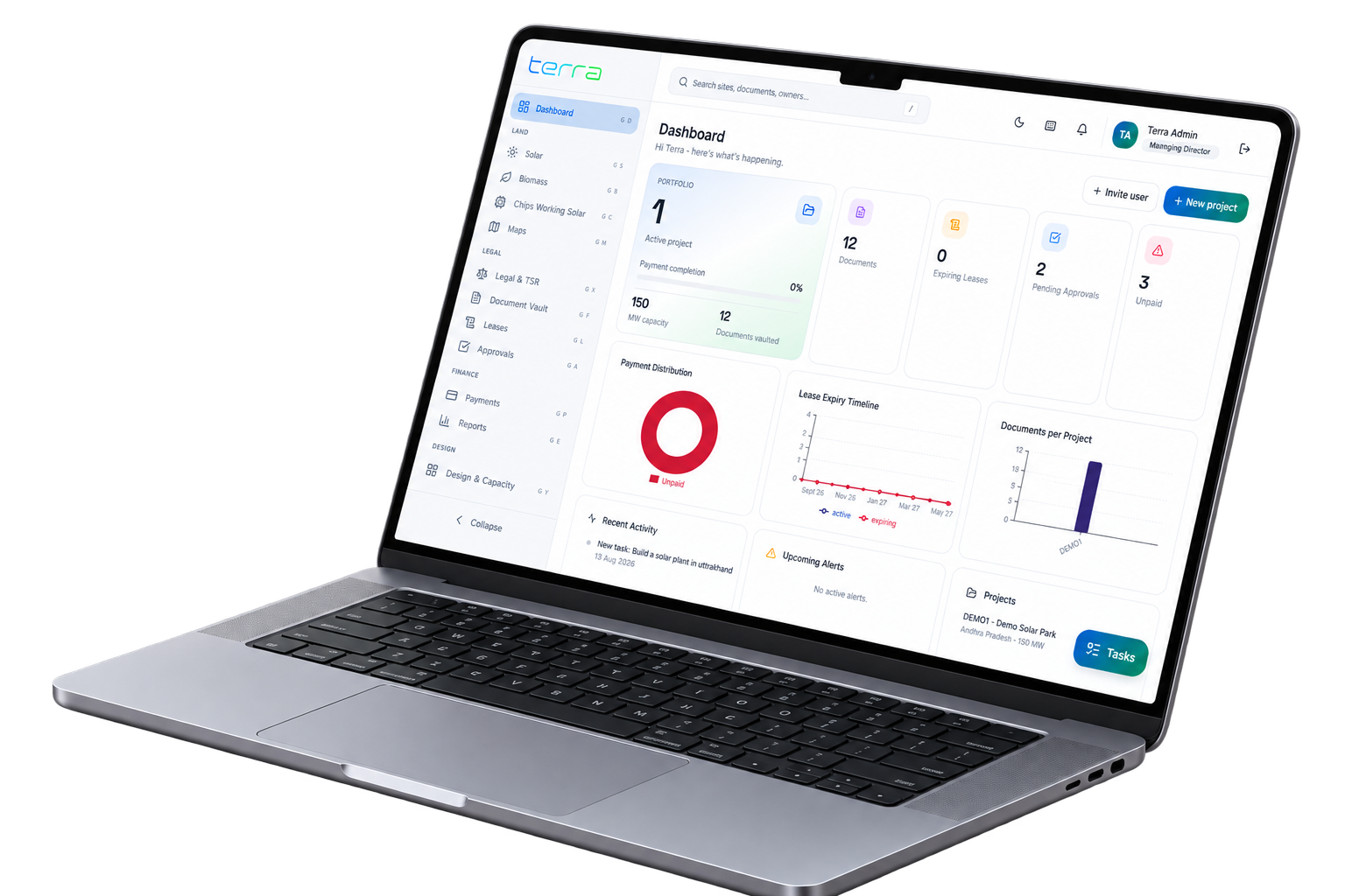 Terra Land and Project Lifecycle Management Dashboard