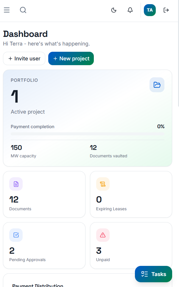 Terra Mobile Dashboard